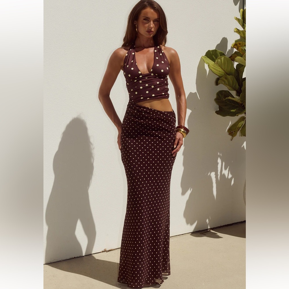 NEW with tags Runaway the Label Valeria Halter Maxi Dress Cutout Polka Dot